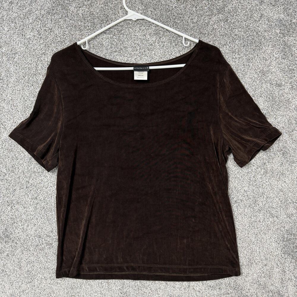 Vintage 90s Y2K Citiknits Top Womens M Brown Ribbed Knit Grunge Chic Whimsigoth
